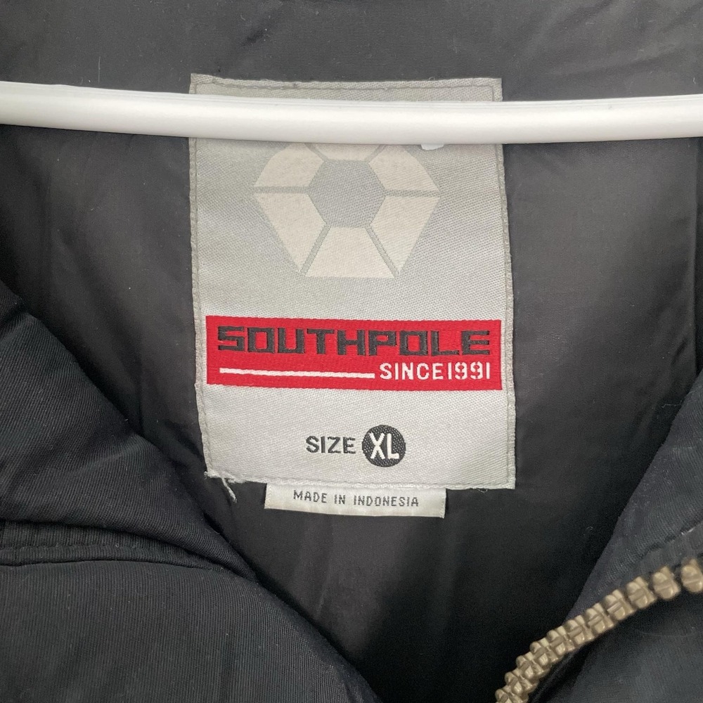 Southpole Jacket Mens XL Black Hooded Down Puffer Bomber Full Zip Winter Nylon - Picture 7 of 12